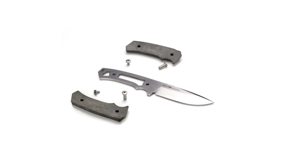 WOOX Rock 62 Fixed Blade Knife, 4.25 in, Drop Point, Stonewashed, Sleipner Steel Blade, Engraved German Micarta Handle, BU.KNF001.06