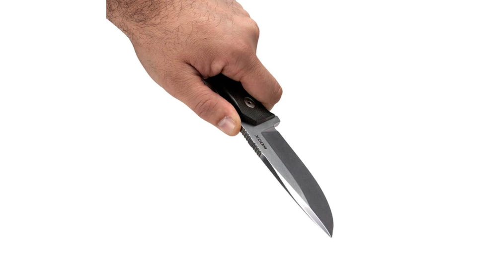 WOOX Rock 62 Fixed Blade Knife, 4.25 in, Drop Point, Stonewashed, Sleipner Steel Blade, Engraved German Micarta Handle, BU.KNF001.06