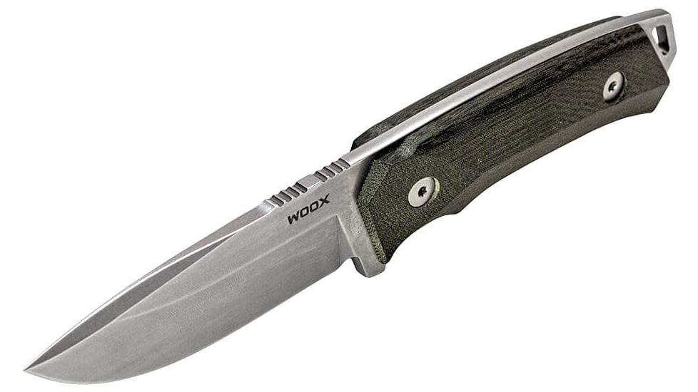 WOOX Rock 62 Fixed Blade Knife, 4.25 in, Drop Point, Stonewashed, Sleipner Steel Blade, Plain German Micarta Handle, BU.KNF001.07