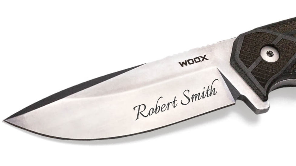 WOOX Rock 62 Fixed Blade Knife, 4.25 in, Drop Point, Stonewashed, Sleipner Steel Blade, Plain German Micarta Handle, BU.KNF001.07
