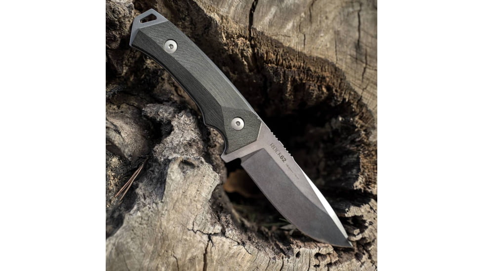 WOOX Rock 62 Fixed Blade Knife, 4.25 in, Drop Point, Stonewashed, Sleipner Steel Blade, Plain German Micarta Handle, BU.KNF001.07