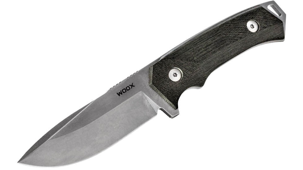 WOOX Rock 62 Fixed Blade Knife, 4.25 in, Drop Point, Stonewashed, Sleipner Steel Blade, Plain German Micarta Handle, BU.KNF001.07
