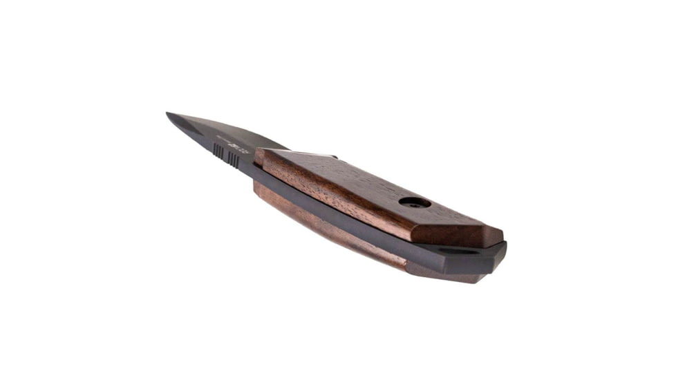 WOOX Rock 62 Fixed Blade Knife, 4.25 in, Drop Point, Mil-Spec Black, Sleipner Steel Blade, Plain American Walnut Handle, BU.KNF001.01