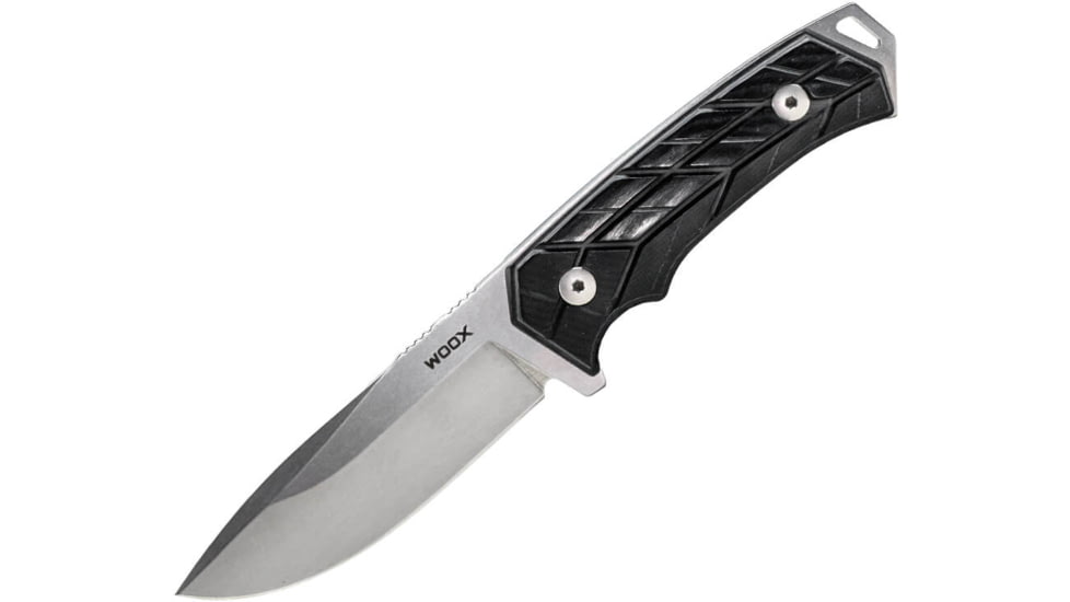 WOOX Rock 62 X-GRIP Fixed Blade Knife, 4.25in, Stonewashed, Drop Point, Black, BU.KNF001.14