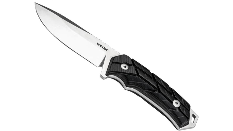 WOOX Rock 62 X-GRIP Fixed Blade Knife, 4.25in, Stonewashed, Drop Point, Black, BU.KNF001.14
