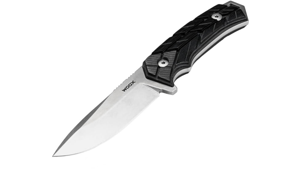 WOOX Rock 62 X-GRIP Fixed Blade Knife, 4.25in, Stonewashed, Drop Point, Black, BU.KNF001.14