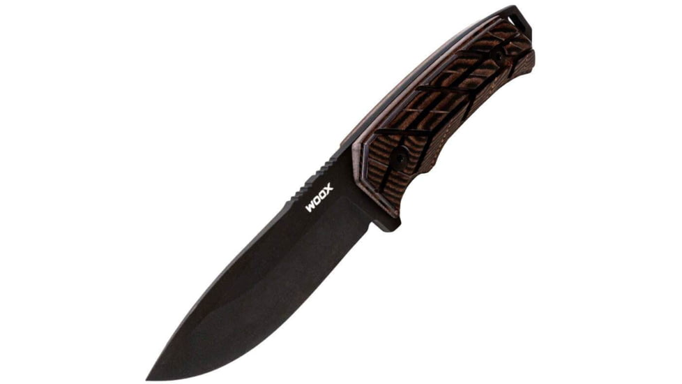WOOX Rock 62 X-GRIP Fixed Blade Knife, 4.25in, Mil-Spec Black, Drop Point, Brown, BU.KNF001.18