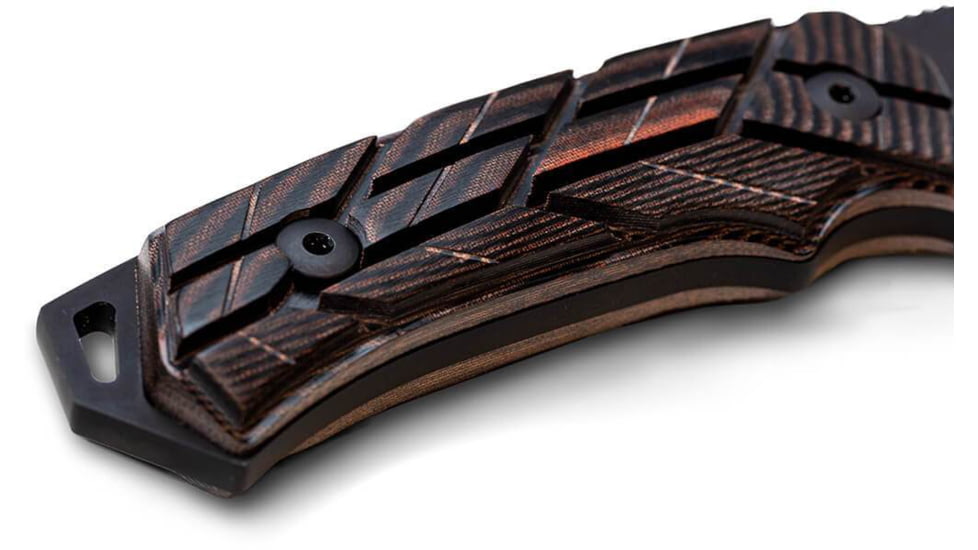 WOOX Rock 62 X-GRIP Fixed Blade Knife, 4.25in, Mil-Spec Black, Drop Point, Brown, BU.KNF001.18