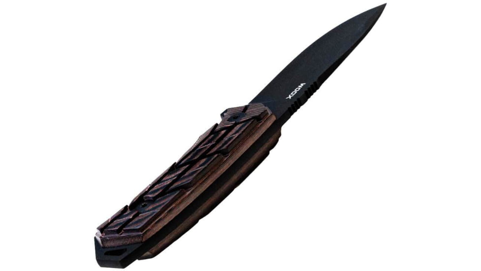 WOOX Rock 62 X-GRIP Fixed Blade Knife, 4.25in, Mil-Spec Black, Drop Point, Brown, BU.KNF001.18