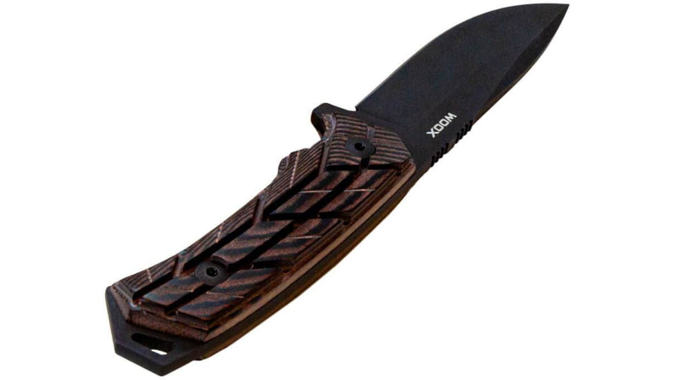 WOOX Rock 62 X-GRIP Fixed Blade Knife, 4.25in, Mil-Spec Black, Drop Point, Brown, BU.KNF001.18