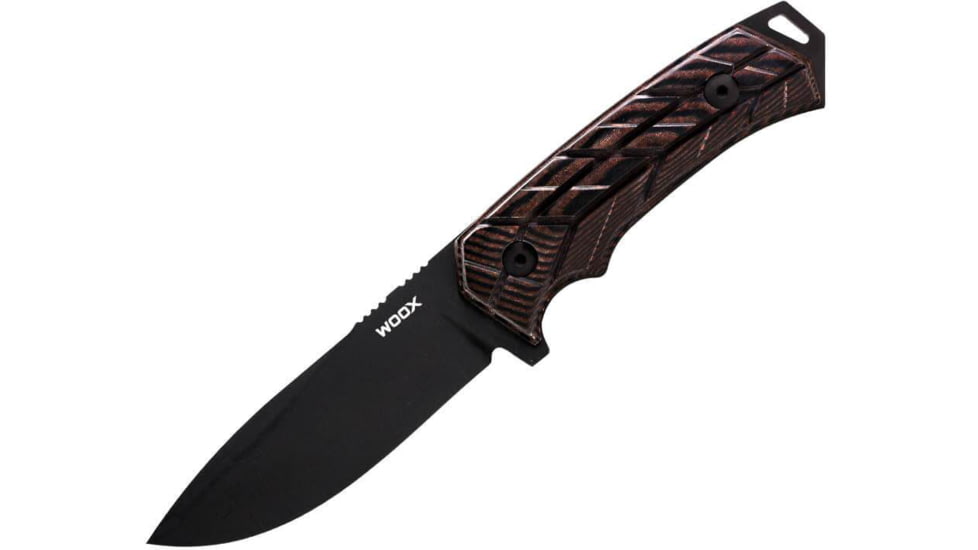 WOOX Rock 62 X-GRIP Fixed Blade Knife, 4.25in, Mil-Spec Black, Drop Point, Brown, BU.KNF001.18