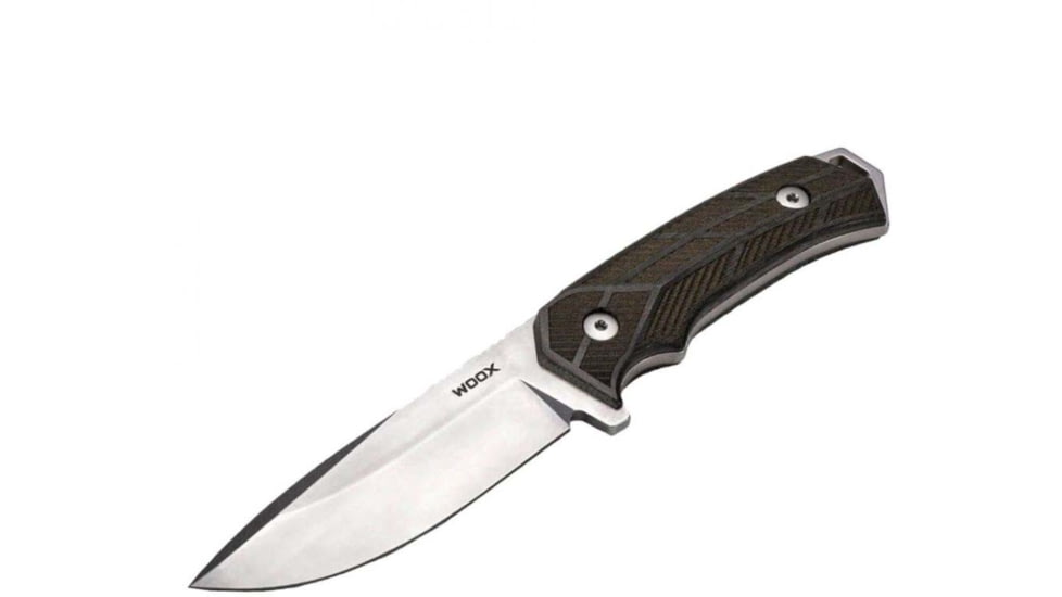 WOOX Rock 62 Fixed Blade Knife, 4.25 in, Drop Point, Stonewashed, Sleipner Steel Blade, Plain German Micarta Handle, BU.KNF001.08