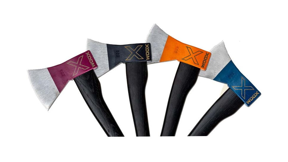 WOOX Thunderbird Throwing Axes, 8 Pack, 4in, Carbon Steel, Black, Hickory Wood Handle, BUAXE040SET