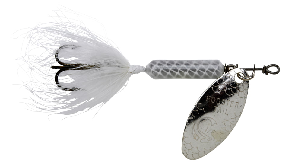 Wordens Rooster Tail In-Line Spinner, 1 3/4in, 1/24 oz, Treble Hook, White, 204-WH
