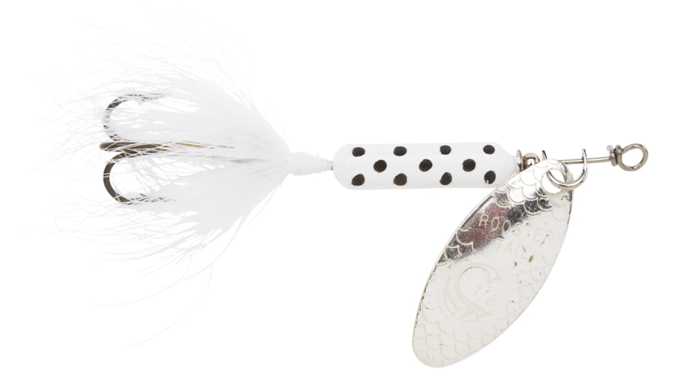 Wordens Rooster Tail In-Line Spinner, 1 3/4in, 1/24 oz Treble Hook, White Dalmation, 204-WHDA