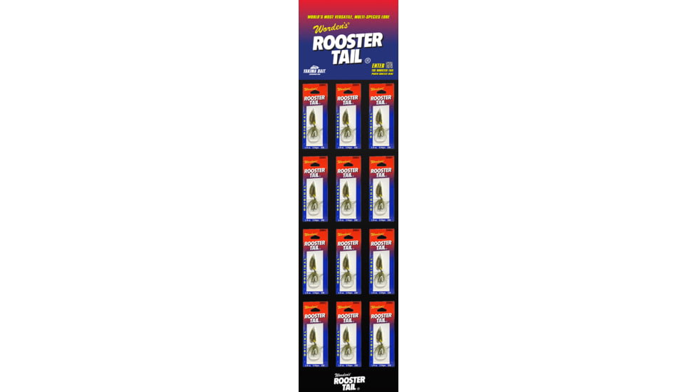Wordens Rooster Tail In-Line Spinner, 2 1/2in, 1/6 oz,72 per Display, Big Rock Exclusive, RTPDQ-210-P101