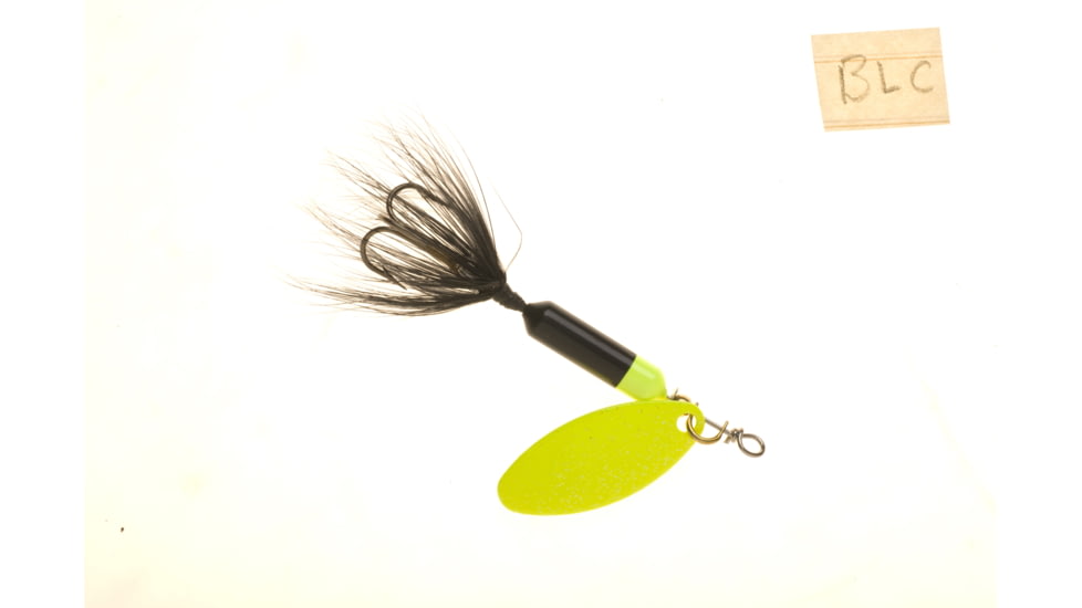 Wordens Rooster Tail In-Line Spinner, 2 1/2in, 1/6 oz Treble Hook, Black Chartreuse, 210-BLC