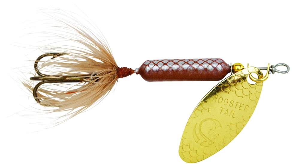 Wordens Rooster Tail In-Line Spinner, 2 1/2in, 1/6 oz, Treble Hook, Brown, 210-BR