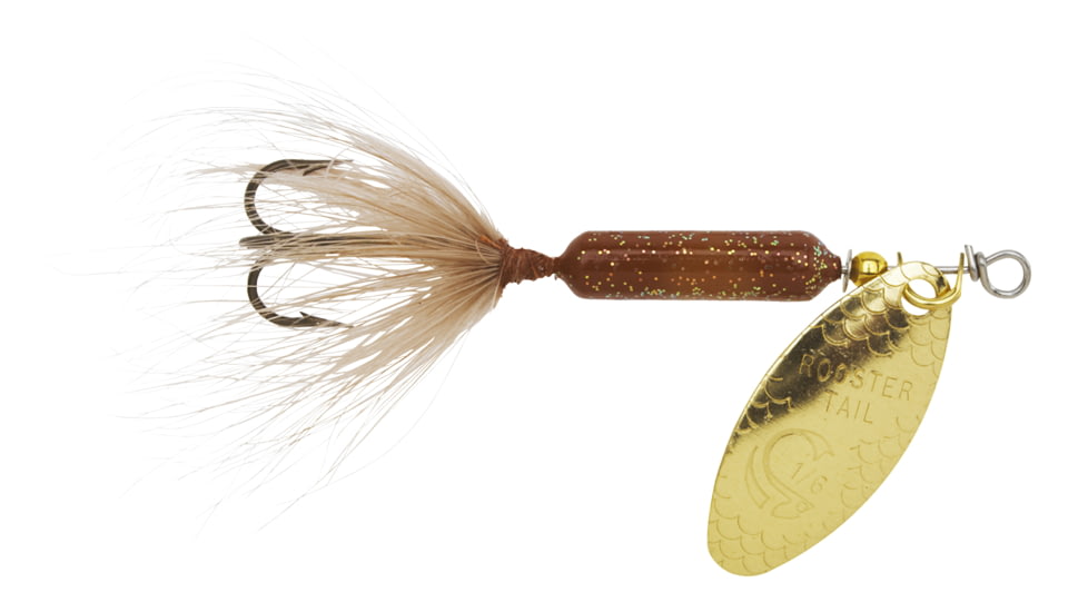 Wordens Rooster Tail In-Line Spinner, 2 1/2in, 1/6 oz Treble Hook, Glitter Brown, 210-GBR