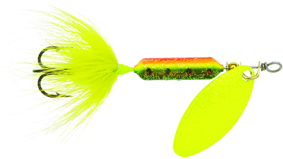 Wordens Rooster Tail In-Line Spinner, 2 1/2in, 1/6 oz Treble Hook, Glitter Firetiger, 210-GFRT