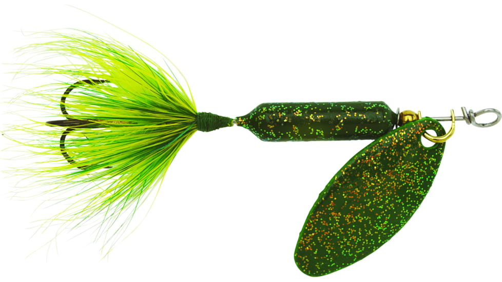 Wordens Rooster Tail In-Line Spinner, 2 1/2in, 1/6 oz Treble Hook, Glitter Frog, 210-GFR