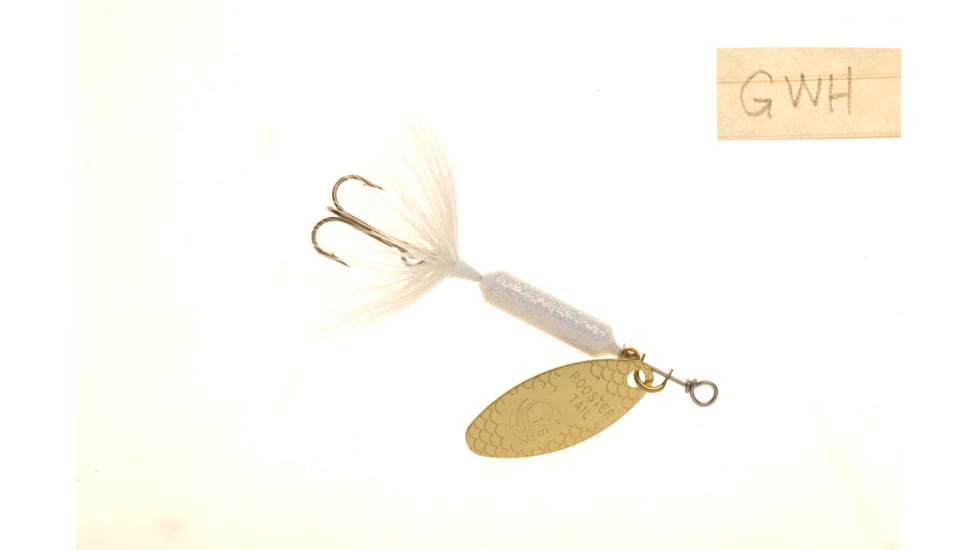 Wordens Rooster Tail In-Line Spinner, 2 1/2in, 1/6 oz Treble Hook, Glitter White, 210-GWH