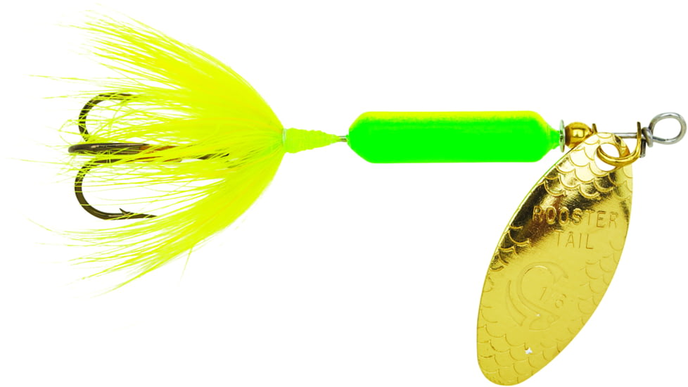 Wordens Rooster Tail In-Line Spinner, 2 1/2in, 1/6 oz Treble Hook, Lime Chartreuse, 210-LICH