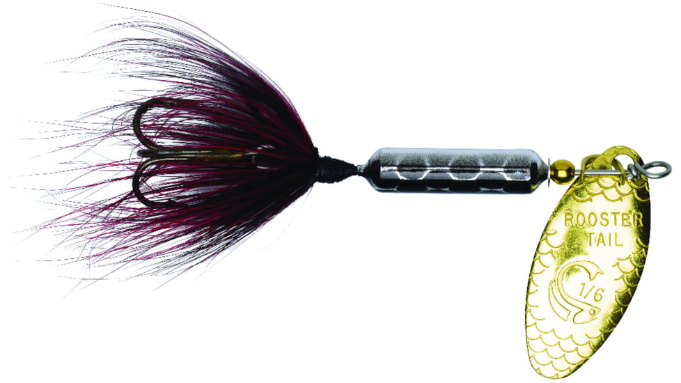 Wordens Rooster Tail In-Line Spinner, 2 1/2in, 1/6 oz Treble Hook, Metallic Silver Black, 210-MSBL