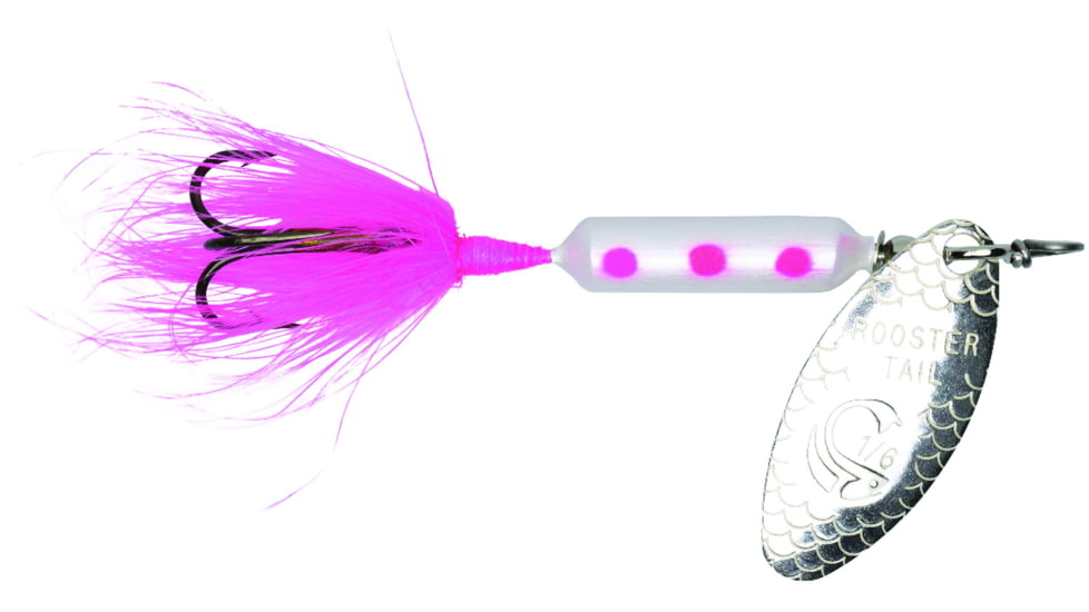 Wordens Rooster Tail In-Line Spinner, 2 1/2in, 1/6 oz Treble Hook, Pearl Clown, 210-PLCL