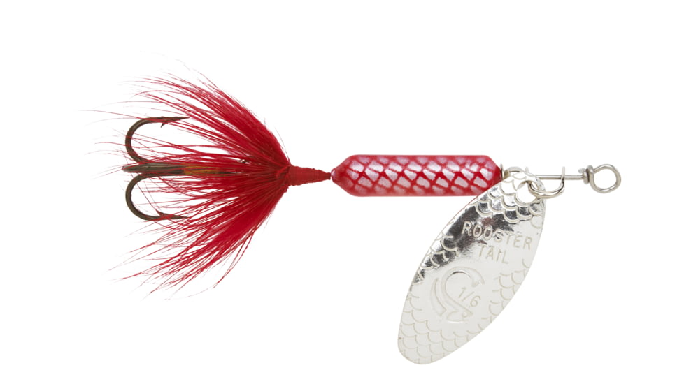 Wordens Rooster Tail In-Line Spinner, 2 1/2in, 1/6 oz, Treble Hook, Red, 210-R