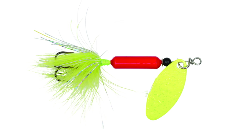 Wordens Rooster Tail In-Line Spinner, 2 1/2in, 1/6 oz Treble Hook, Red Chartreuse, 210-RCHR