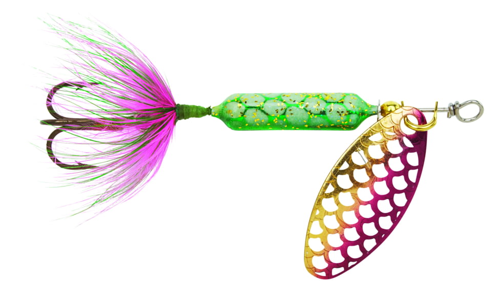 Wordens Rooster Tail In-Line Spinner, 2 1/2in, 1/6 oz Treble Hook, Strobe Rainbow, 210-SRBO