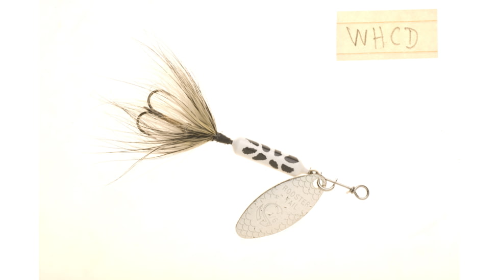 Wordens Rooster Tail In-Line Spinner, 2 1/2in, 1/6 oz Treble Hook, White Coachdog, 210-WHCD
