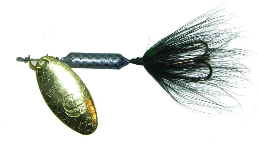 Wordens Rooster Tail In-Line Spinner, 2 1/4in, 1/8 oz, Treble Hook, Black Brass Blade, 0148-0140