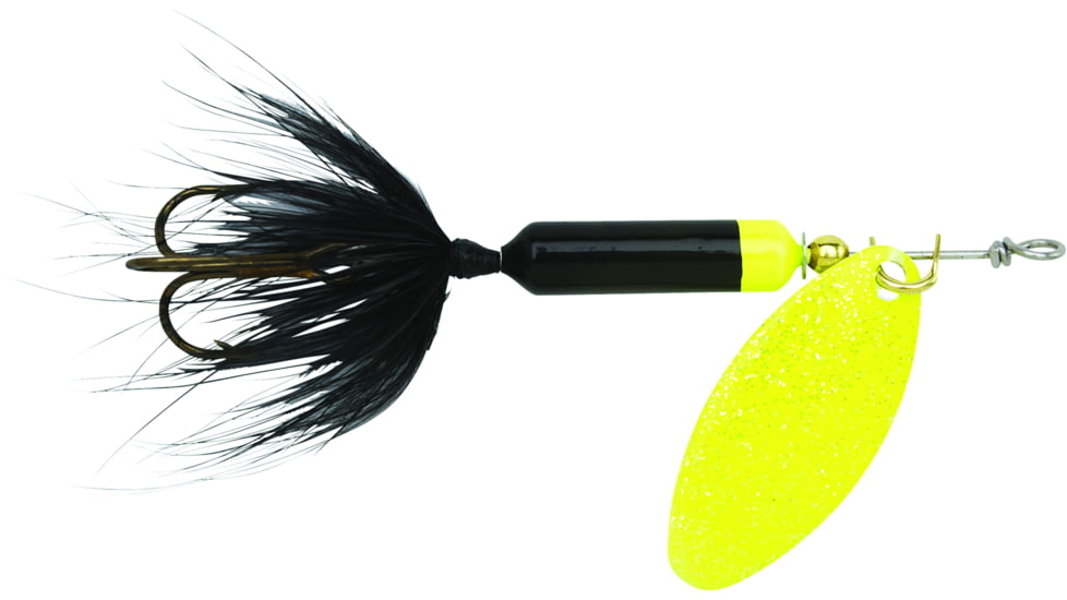 Wordens Rooster Tail In-Line Spinner, 2 1/4in, 1/8 oz Treble Hook, Black Chartreuse, 208-BLC