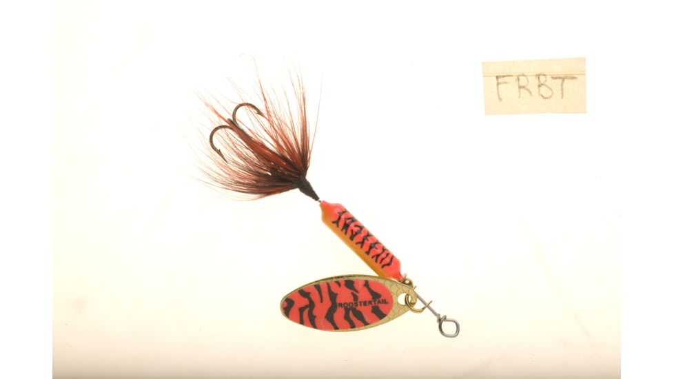 Wordens Rooster Tail In-Line Spinner, 2 1/4in, 1/8 oz Treble Hook, Fluorescent Red Black Tiger, 208-FRBT