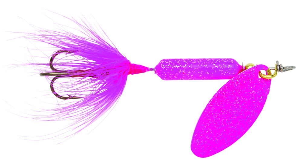 Wordens Rooster Tail In-Line Spinner, 2 1/4in, 1/8 oz Treble Hook, Glitter Pink, 208-GPK