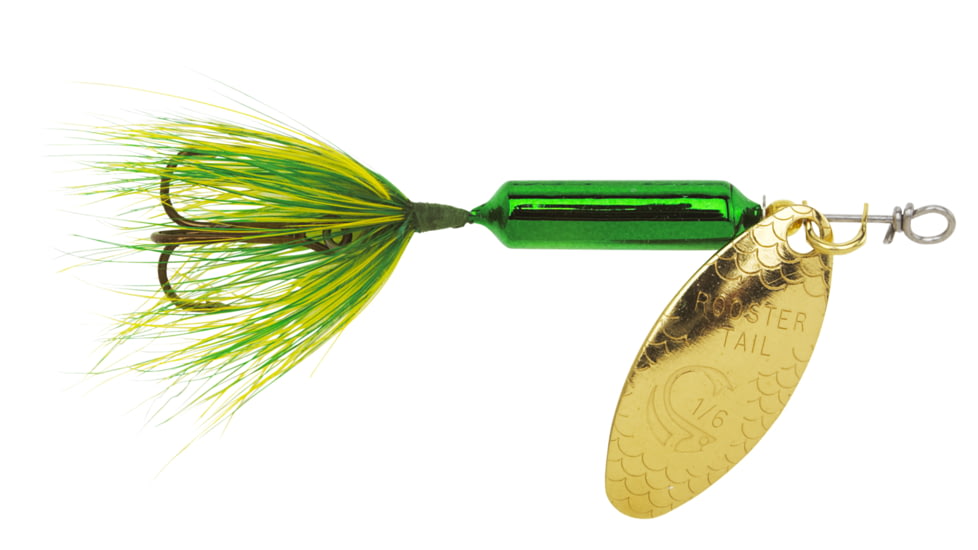 Wordens Rooster Tail In-Line Spinner, 2 1/4in, 1/8 oz Treble Hook, Metallic Green, 208-MGRN