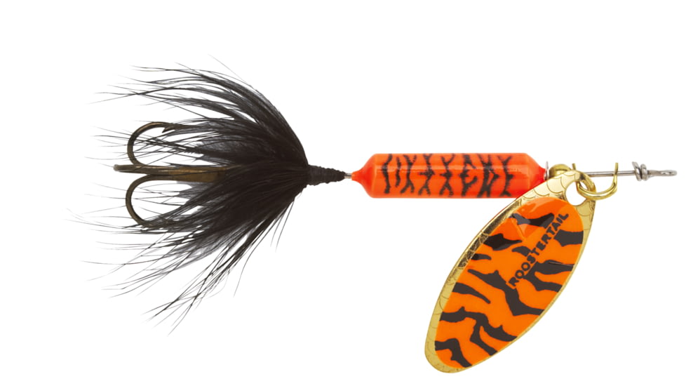 Wordens Rooster Tail In-Line Spinner, 2 1/4in, 1/8 oz Treble Hook, Orange Tiger, 208-ORT