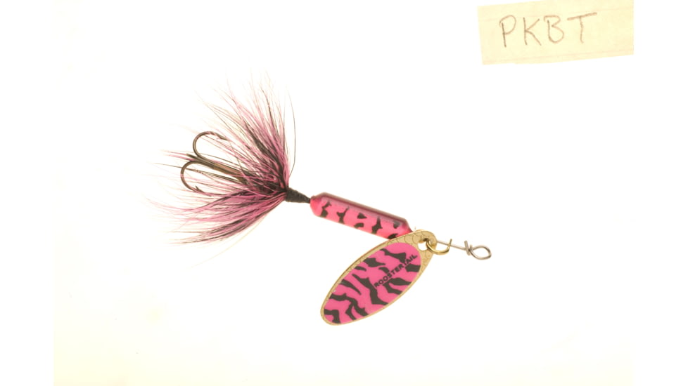 Wordens Rooster Tail In-Line Spinner, 2 1/4in, 1/8 oz Treble Hook, Pink Black Tiger, 208-PKBT