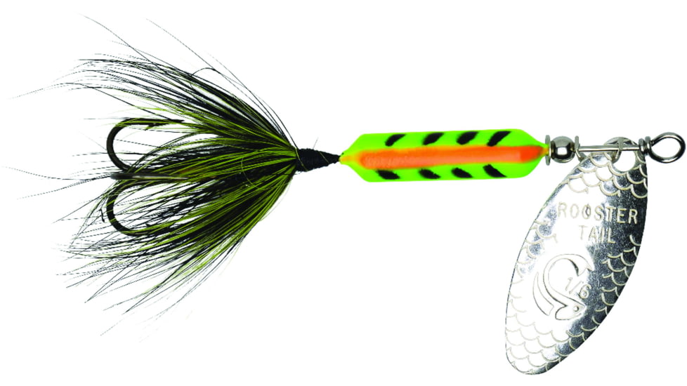 Wordens Rooster Tail In-Line Spinner, 2 1/4in, 1/8 oz Treble Hook, Zebra Tiger, 208-ZEB