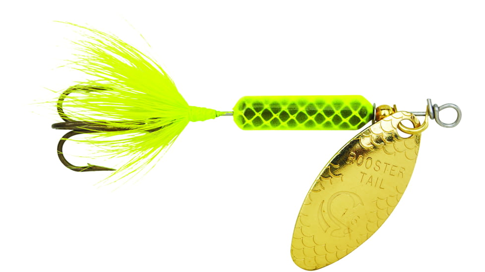Wordens Rooster Tail In-Line Spinner, 2 3/4in, 1/4 oz Treble Hook, Chartreuse, 212-CHR
