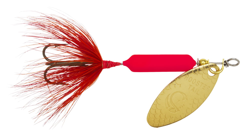 Wordens Rooster Tail In-Line Spinner, 2 3/4in, 1/4 oz Treble Hook, Fl Red, 212-FLR
