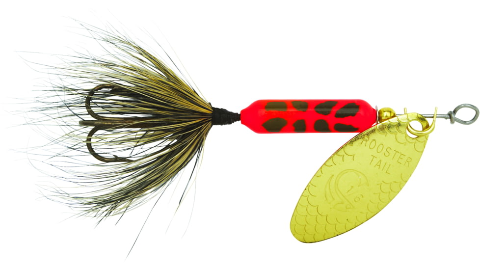 Wordens Rooster Tail In-Line Spinner, 2 3/4in, 1/4 oz Treble Hook, Flame Coachdog, 212-FLCD