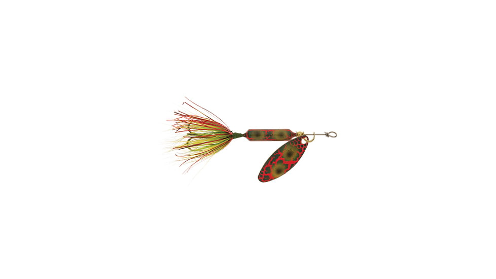 Wordens Rooster Tail In-Line Spinner, 2 3/4in, 1/4 oz Treble Hook, Frog Bleeding, 212-FRB
