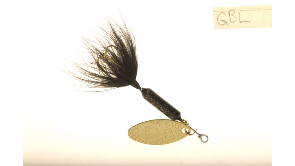 Wordens Rooster Tail In-Line Spinner, 2 3/4in, 1/4 oz Treble Hook, Glitter Black, 212-GBL