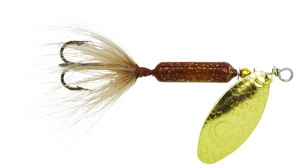 Wordens Rooster Tail In-Line Spinner, 2 3/4in, 1/4 oz Treble Hook, Glitter Brown, 212-GBR