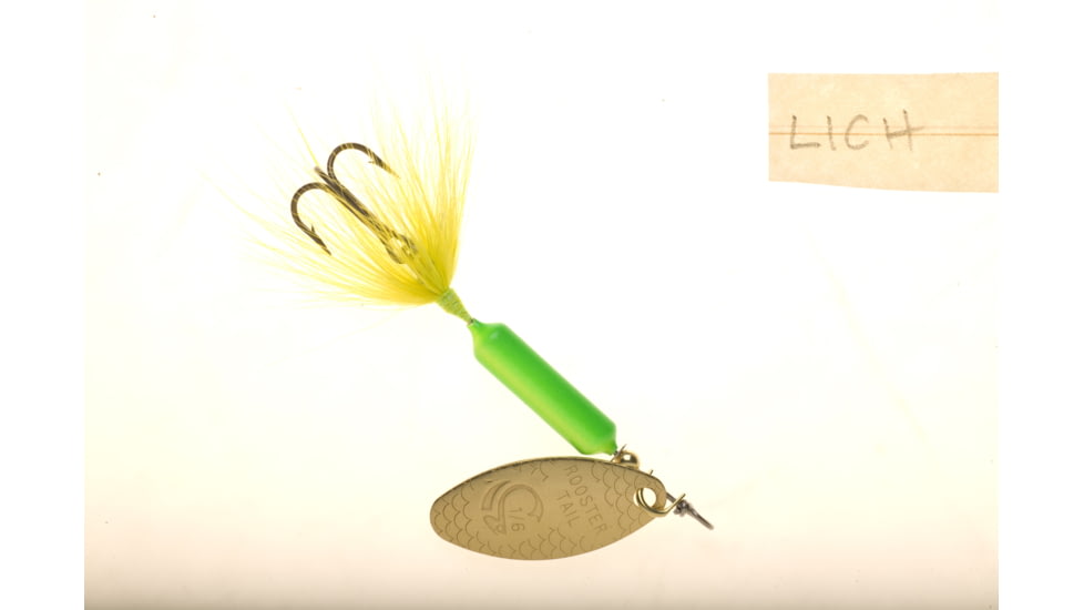 Wordens Rooster Tail In-Line Spinner, 2 3/4in, 1/4 oz Treble Hook, Lime Chartreuse, 212-LICH
