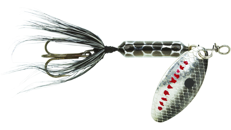 Wordens Rooster Tail In-Line Spinner, 2 3/4in, 1/4 oz Treble Hook, Metallic Silver Black, 212-MSBL