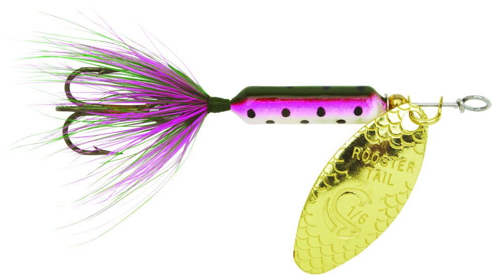 Wordens Rooster Tail In-Line Spinner, 2 3/4in, 1/4 oz Treble Hook, Rainbow, 212-RBOW
